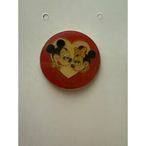 Vintage 1980s Enamel Mickey and Minnnie Mouse Luv Pin